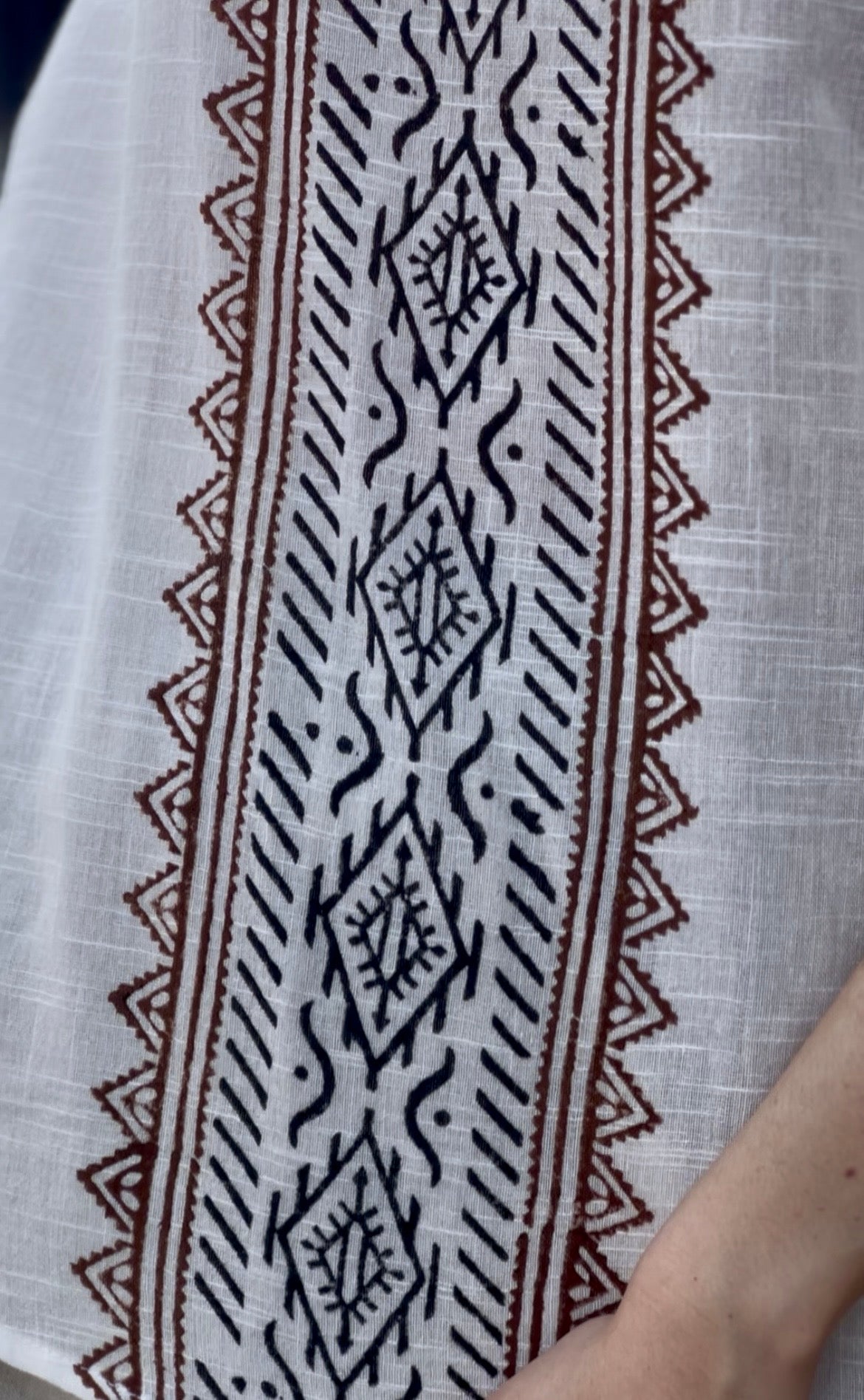 White Hand Drawn Print Top