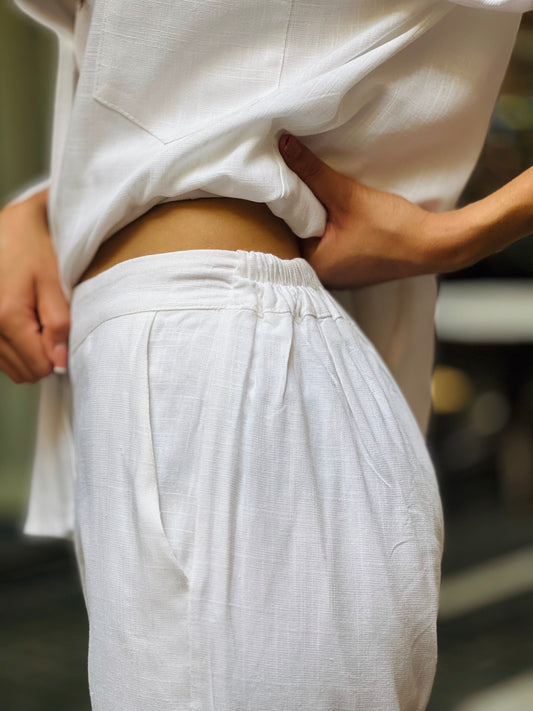 White linen pants