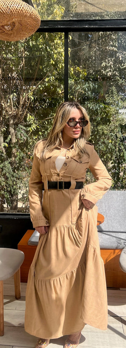 Beige Linen Dress