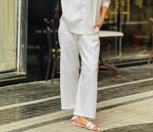 White linen pants