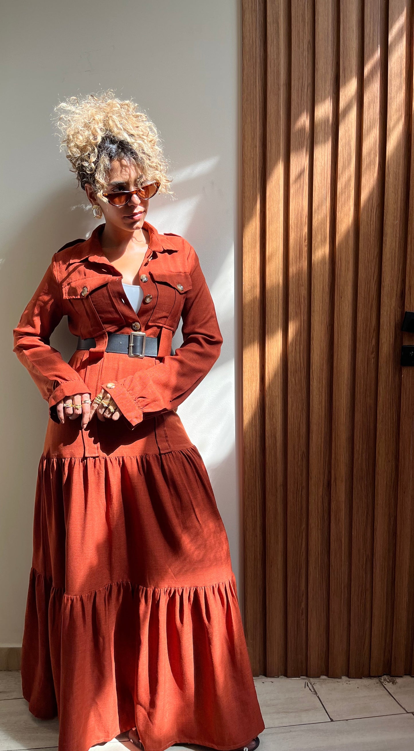 Dark Orange Linen Dress