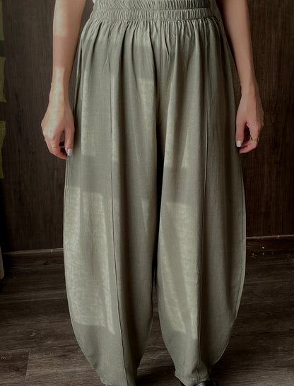 Olive linen balloon pants