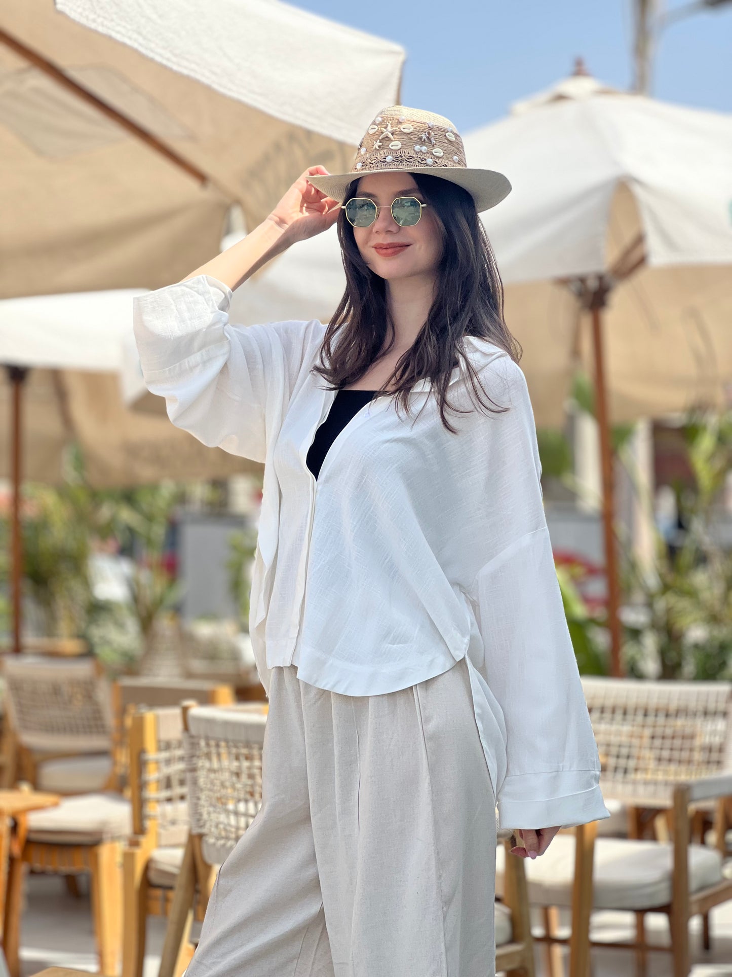 Off white Pure Linen  Shirt