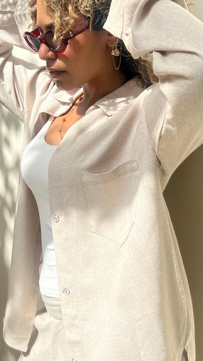 High Quality Pure Linen Shirt with Pocket