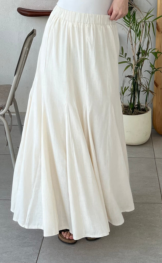 Creamy linen skirt