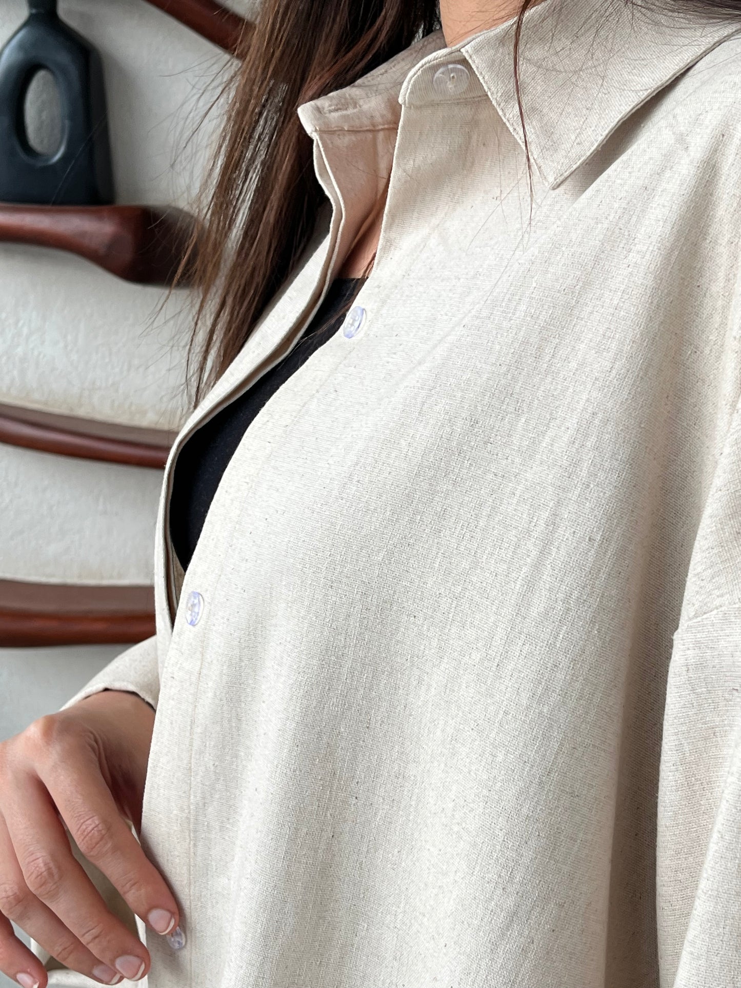 Beige linen shirt