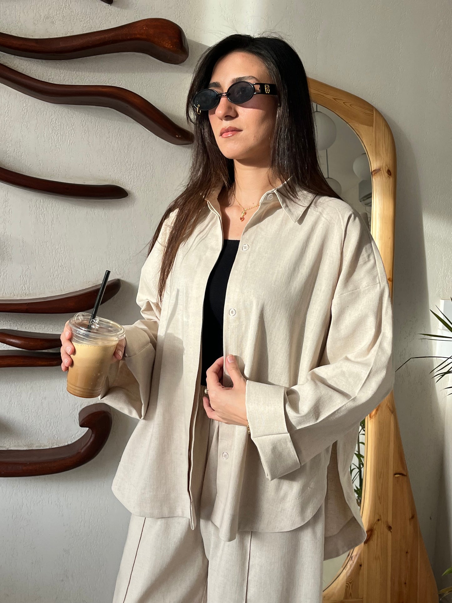 Beige linen shirt