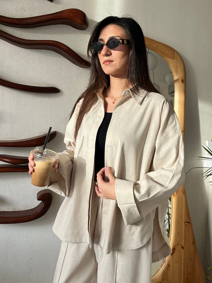 Beige linen shirt