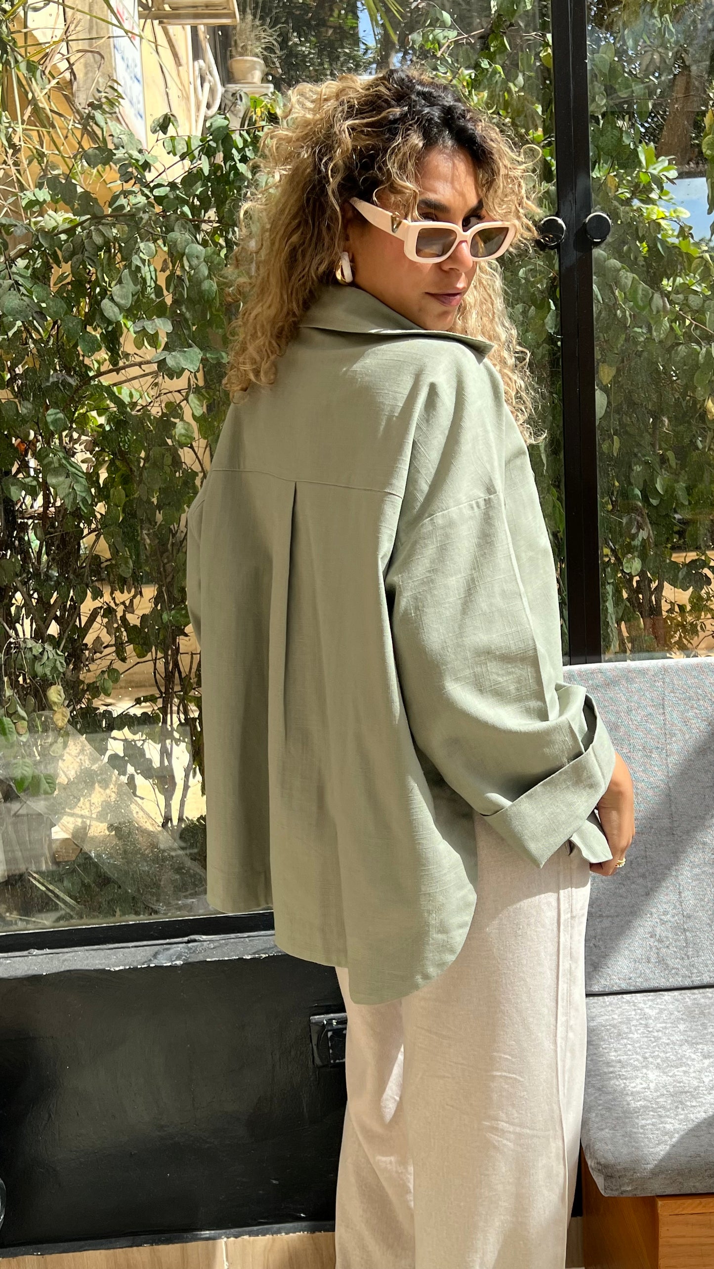 Olive Pure Linen Shirt