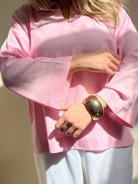 Pink Pure Linen Summer Top