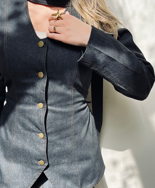 Dark denim fitted jacket