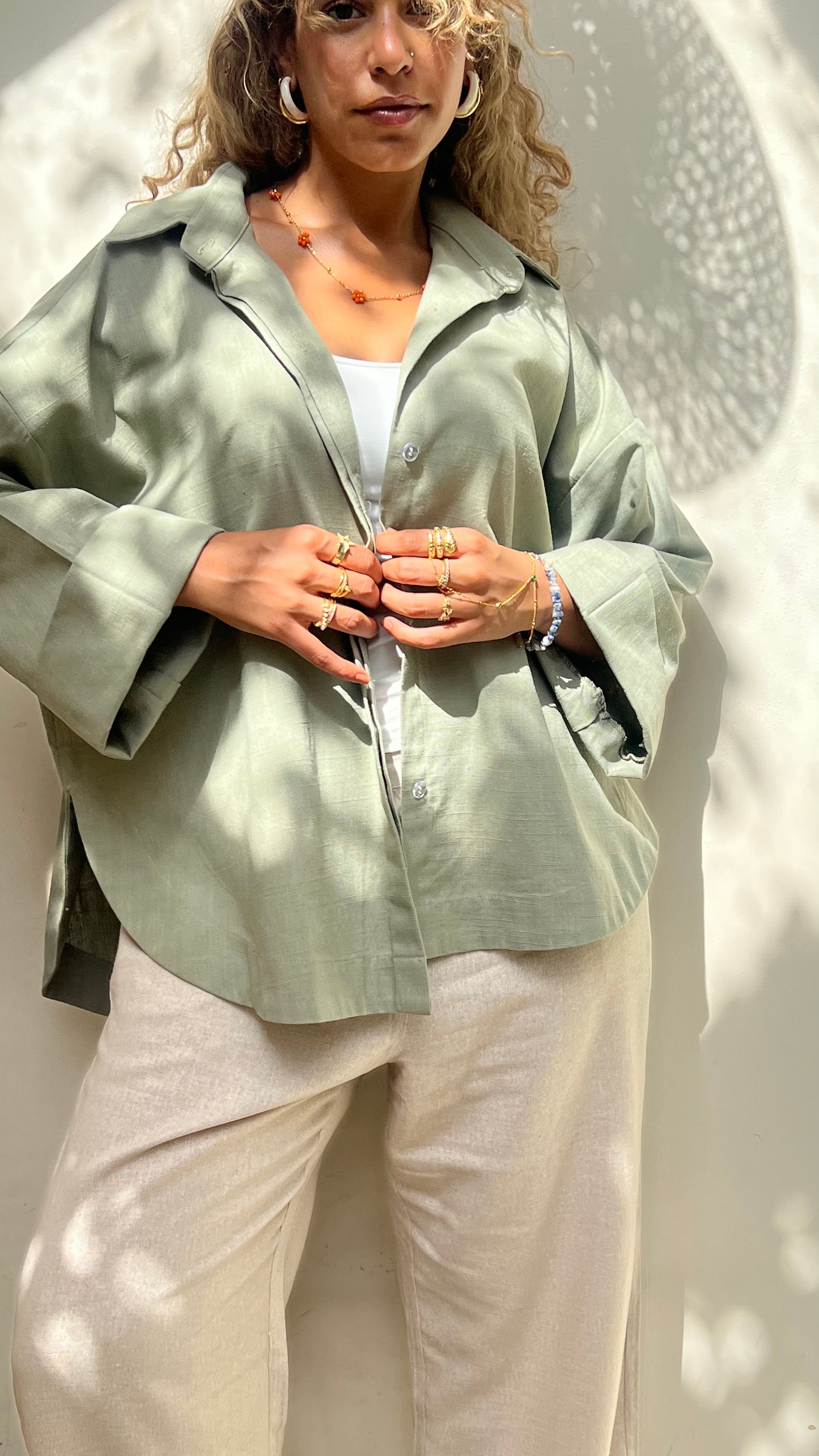 Olive Pure Linen Shirt
