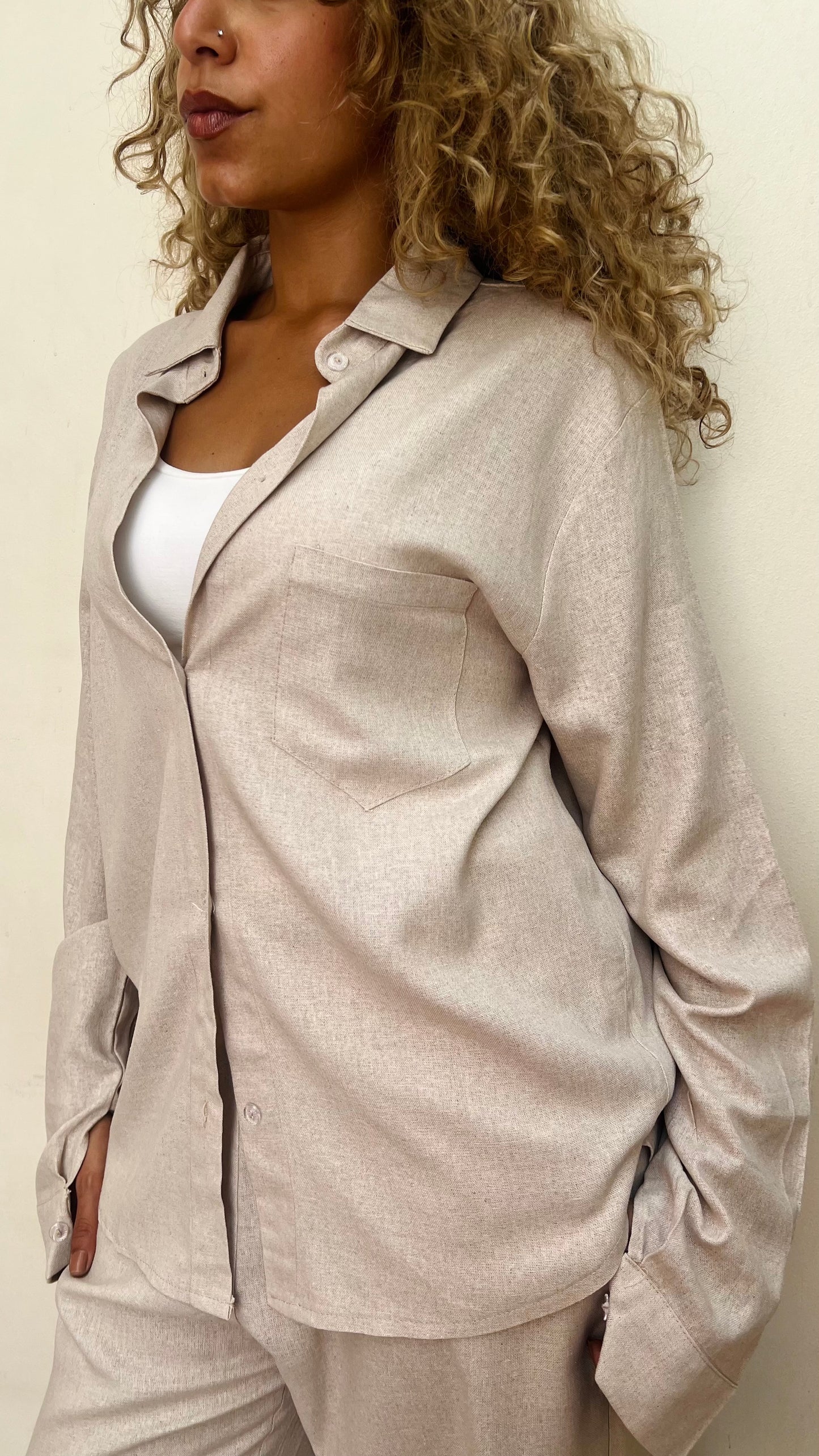 High Quality Pure Linen Shirt with Pocket