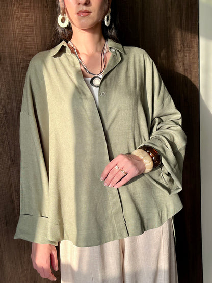 Olive Linen Shirt