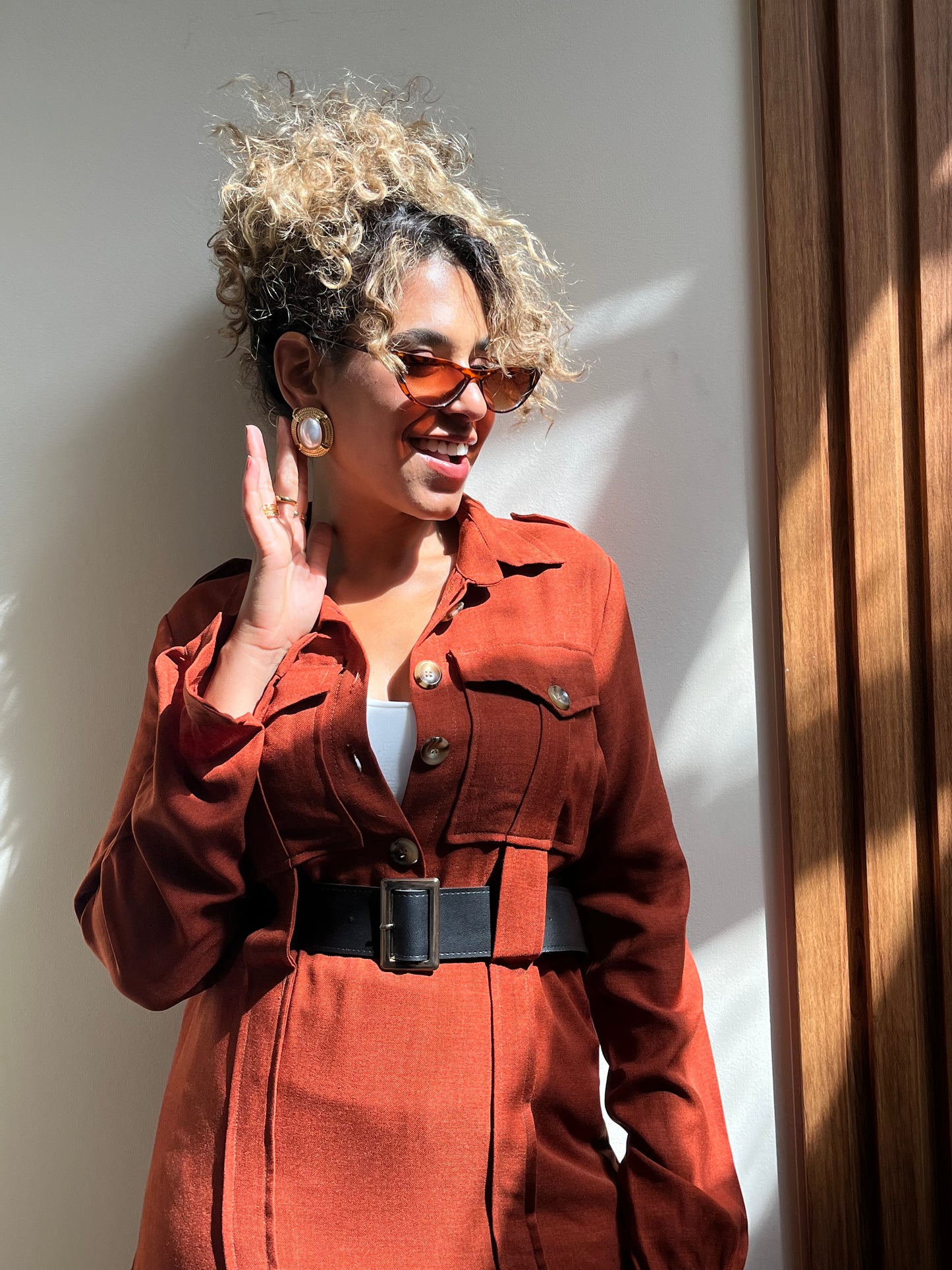 Dark Orange Linen Dress