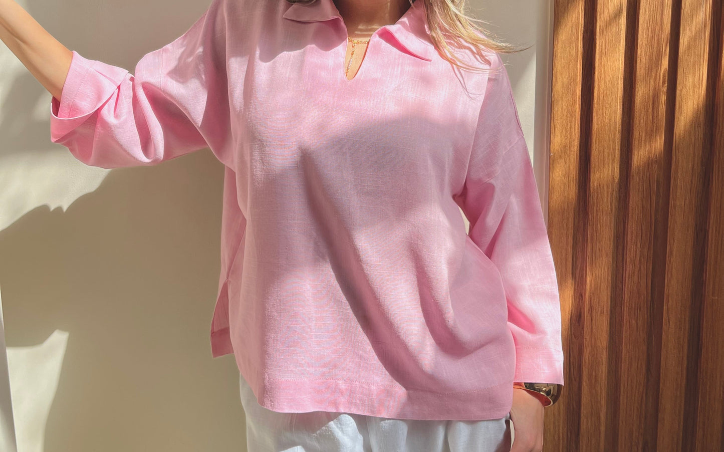 Pink Pure Linen Summer Top
