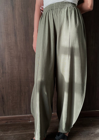 Olive linen balloon pants
